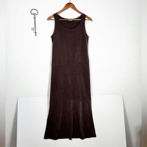 Sz Small straight-fit,  boxy, minimalist, gray Scoop-Neck Maxi